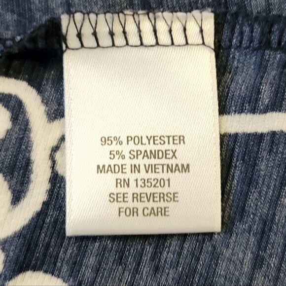 Roz & Ali Navy Blue Floral Patterned Drop Sleeve Stretchy  Blouse Size L - Picture 6 of 8